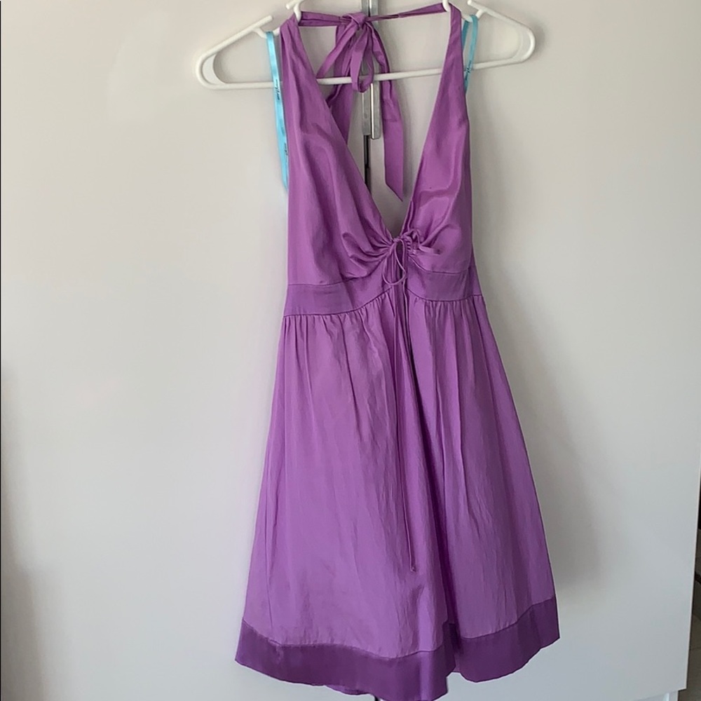 Marciano purple halter cocktail dress